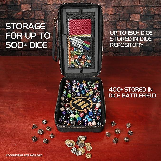 ENTTCET100BKEW - Enhance Tabletop-RPG-Würfelorganizer-Etui & XL-Würfelablage - Schwarz