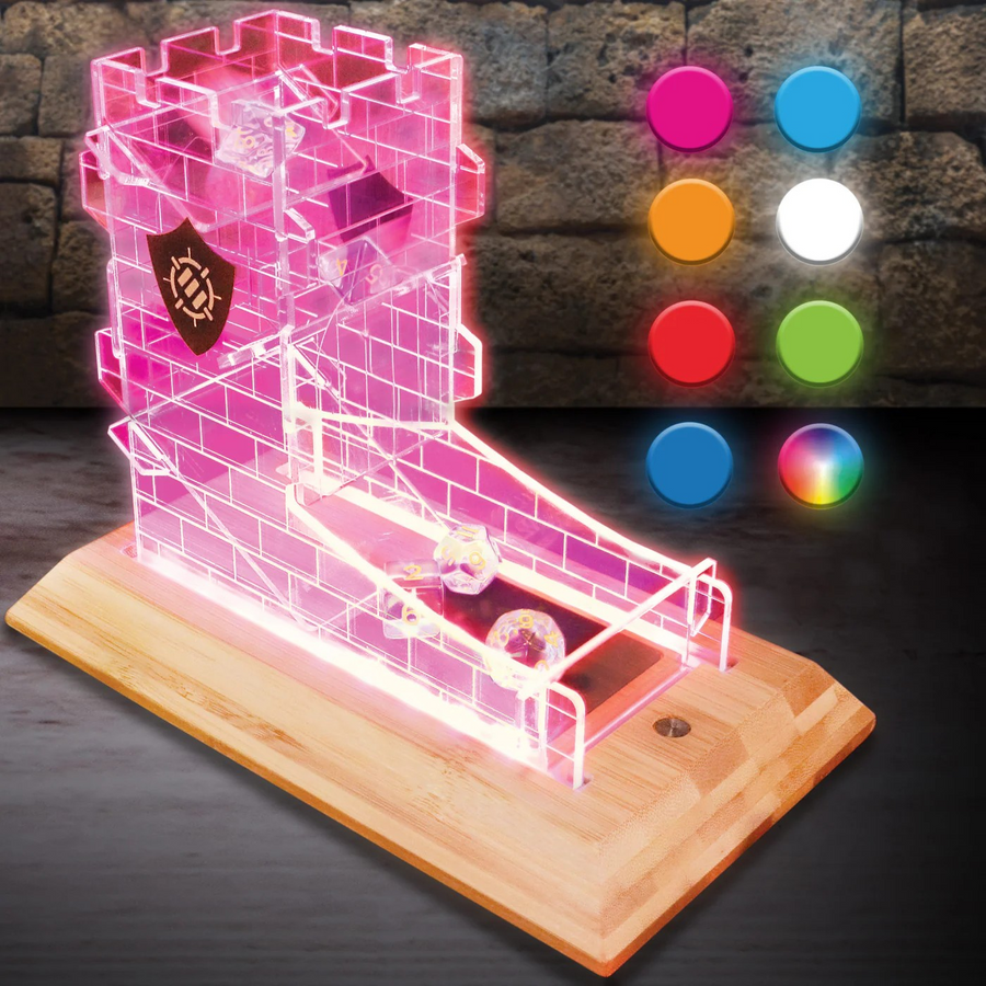 ENTTADL100CLEW - Enhance Tabletop LED Dice Tower and 7pc Clear Dice Set