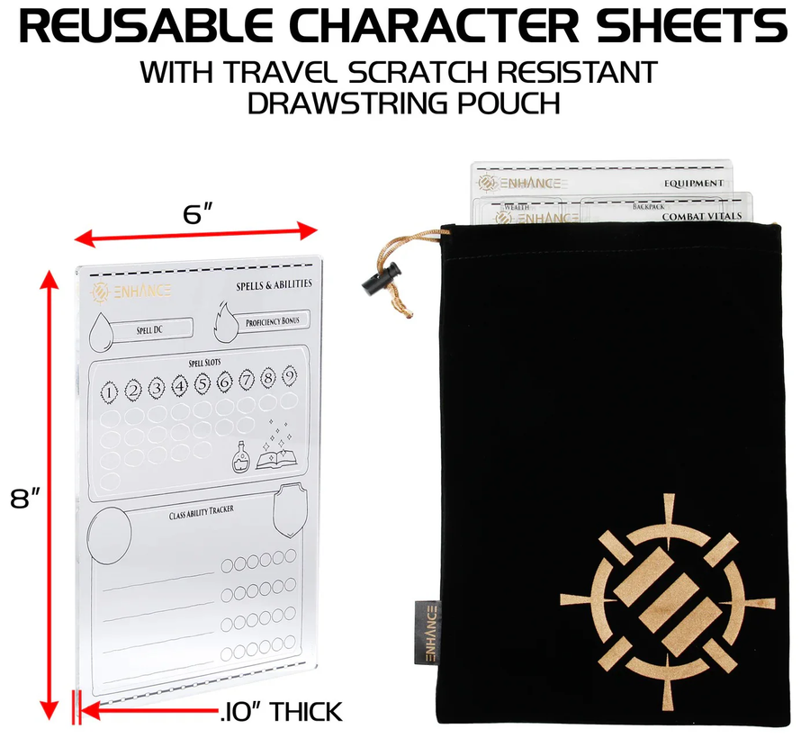 ENTTACS100CLEW - Verbesserte Acryl-Charakterbögen für Tabletop-Spiele - Klar