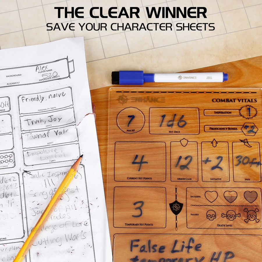 ENTTACS100CLEW - Enhance Tabletop Acrylic Character Sheets - Clear