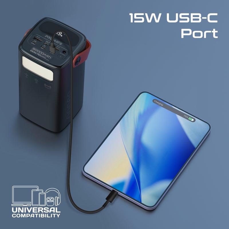 Promate POWERMINE-80PRO - 80000mAh High Capacity Power Bank with 100W PD. Multiple Input/Output Ports 3