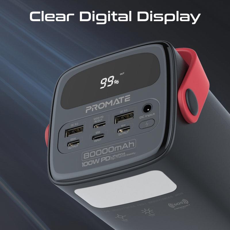 Promate POWERMINE-80PRO - 80000mAh High Capacity Power Bank with 100W PD. Multiple Input/Output Ports 3