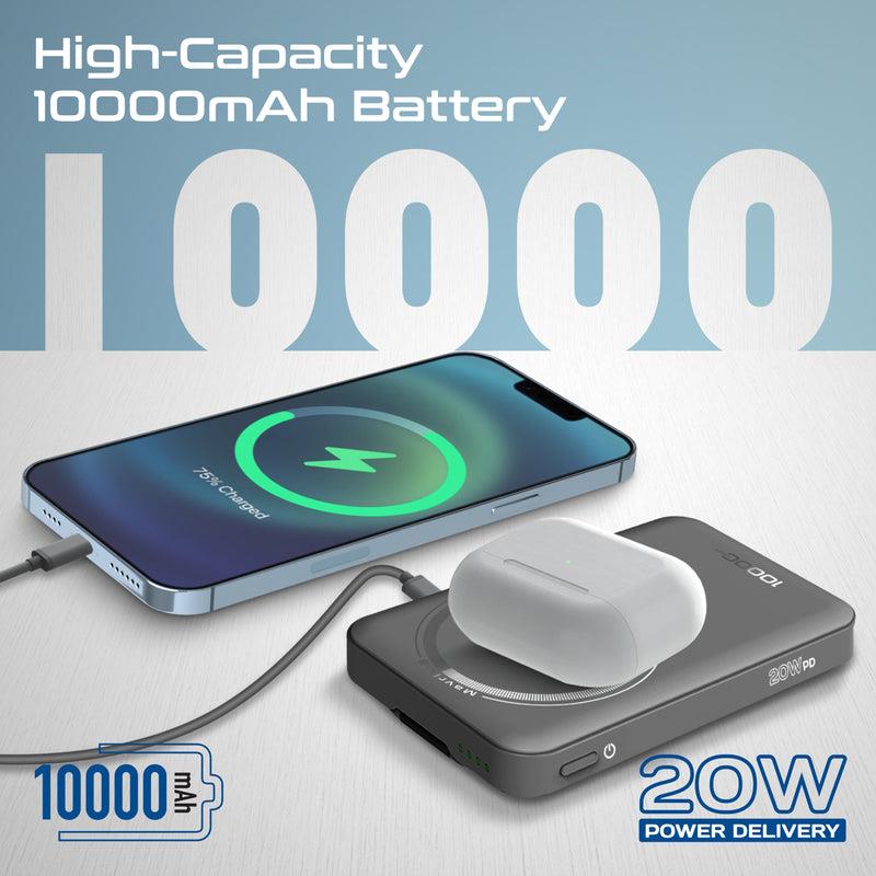 Promate MAVRIX-3 - 10000mAh 3-in-1 Smartphone & Apple Watch Charging PowerBank w Dual USB-C & Lightning Cable