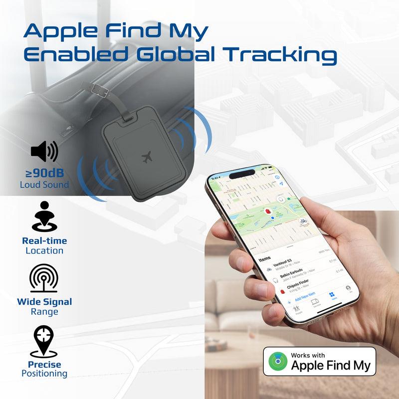 Promate HUSHTAG - Anti-Loss Slim Leather Luggage Tag with Smart Trackin Wireless Rechargeable Battery
