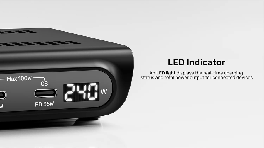 Unitek P1230C - Charge 10-Port 240W Smart Charging Station. Supports 8x USB-C & 2x USB-A