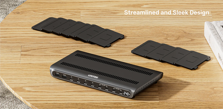 Unitek P1230C - Charge 10-Port 240W Smart Charging Station. Supports 8x USB-C & 2x USB-A