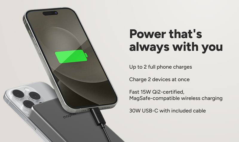 ZAGG 401118248 - mophie PowerStation mini Qi2 Wireless 5k, Black