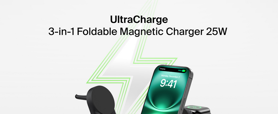 Belkin WIZ037AUBK - UltraCharge 3-in-1 Foldable Magnetic Cha