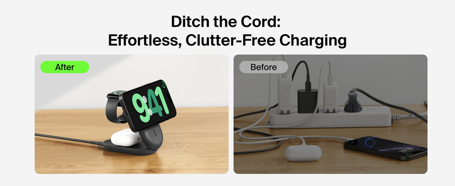 Belkin WIZ037AUBK - UltraCharge 3-in-1 Foldable Magnetic Cha