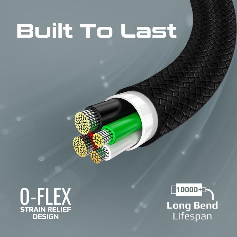 Promate XCORD-CC200-BLK - 2m 60W USB-C to USB-C Super Flexible Cable 3A/20V Supports 3A/20V Charging & 480