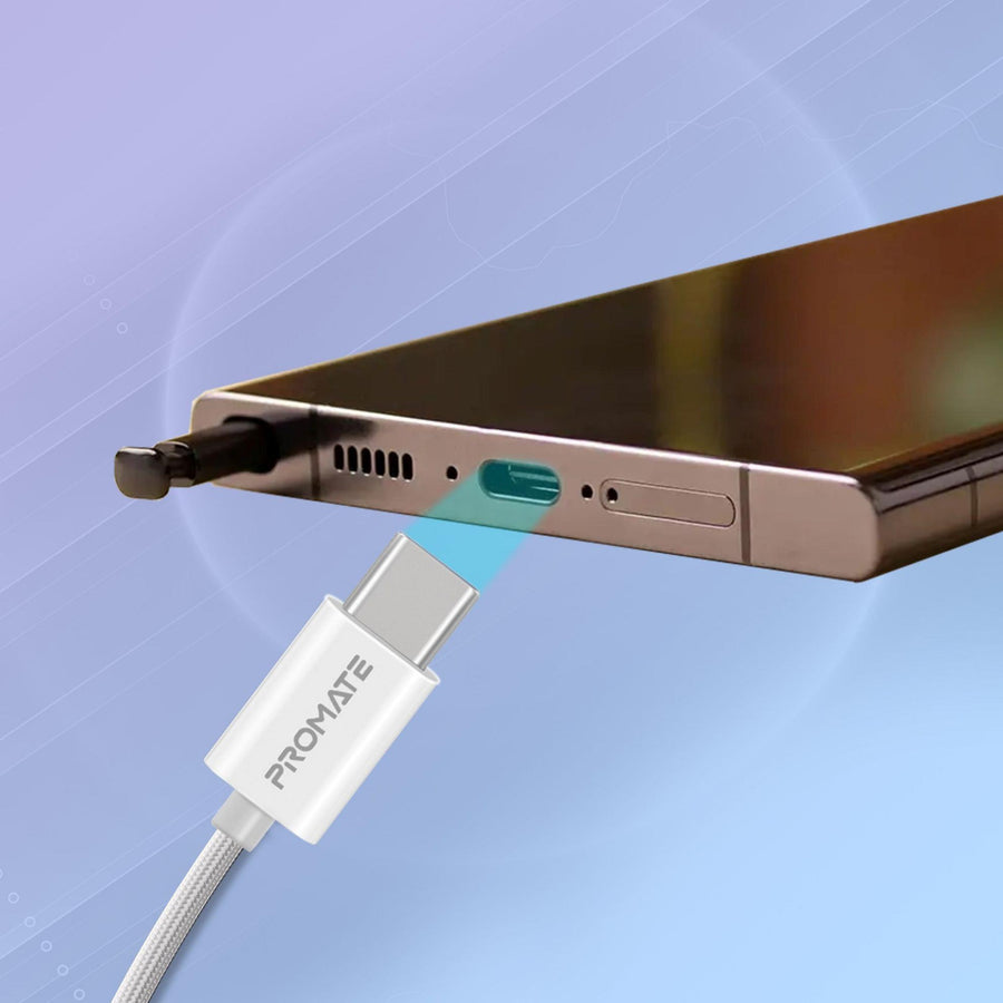 Promate MONOPOD-C-WHT - Mono In-Ear Wired Earphone with USB-C Connector. In-Line Microphone & Volume