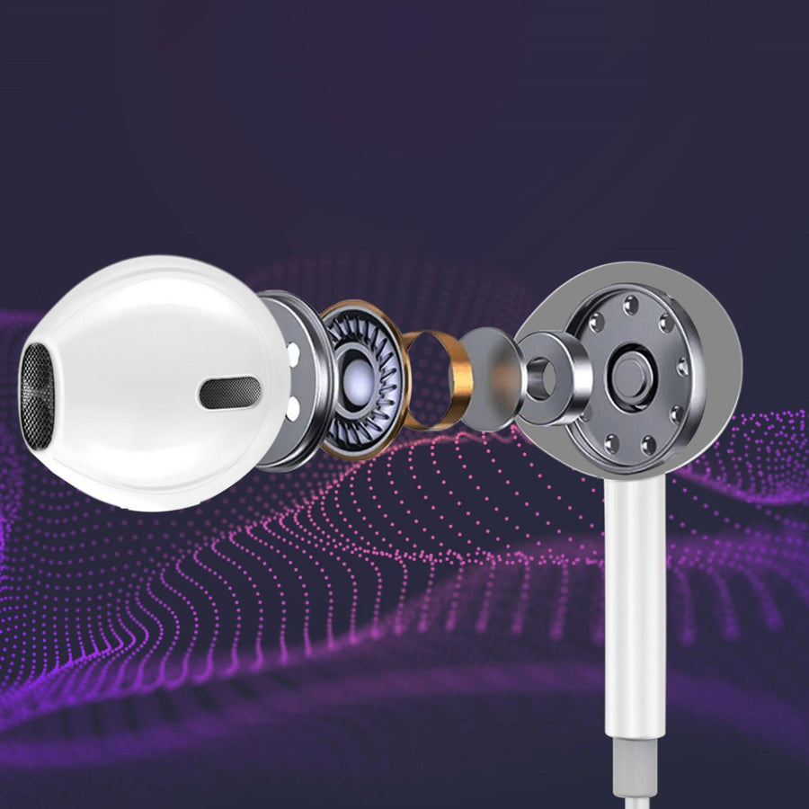 Promate MONOPOD-C-WHT - Mono In-Ear Wired Earphone with USB-C Connector. In-Line Microphone & Volume