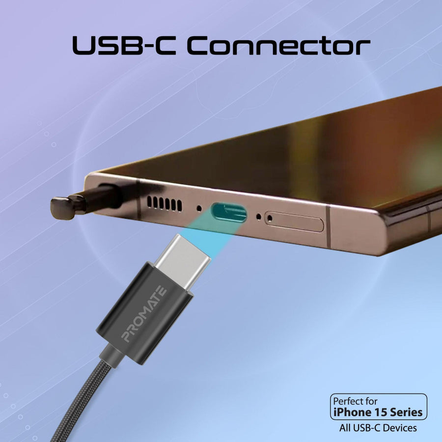 Promate MONOPOD-C-BLK - Mono In-Ear Wired Earphone with USB-C Connector. In-Line Microphone & Volume