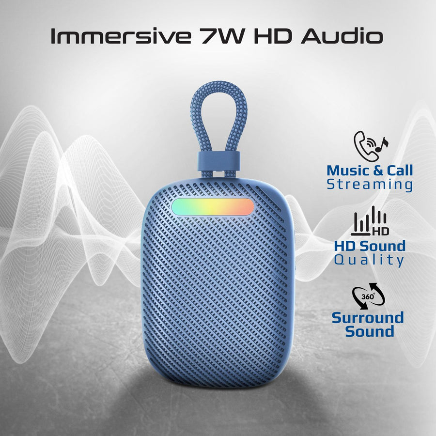 Promate TINGZ-BLUE - 7W Wireless HD Speaker with up to 14 Hours Playing ti IPX6 Water Resistant TWS