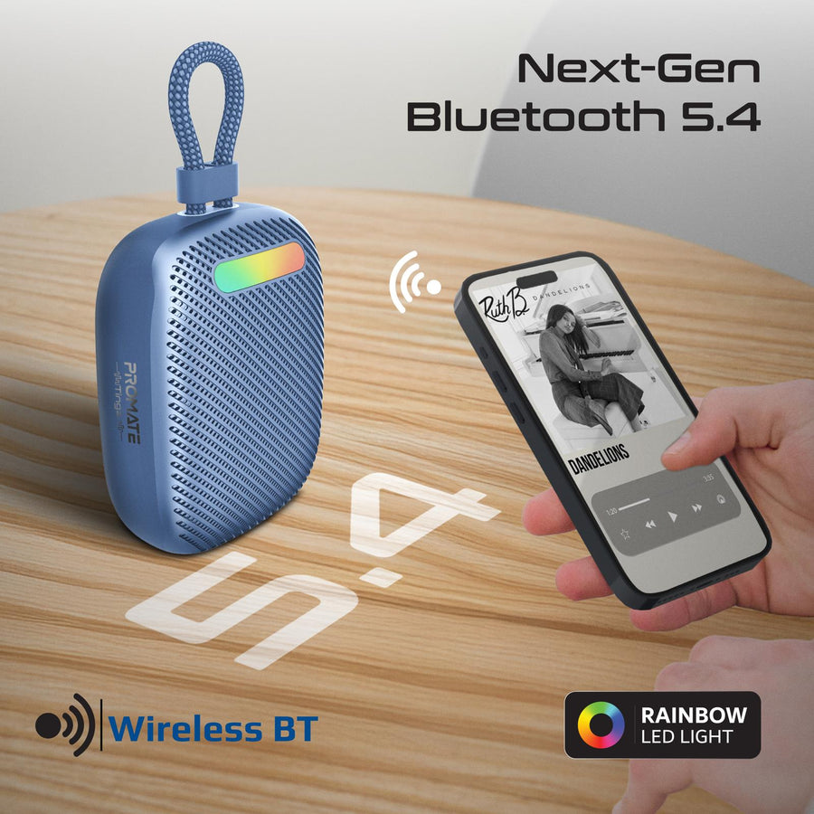 Promate TINGZ-BLUE - 7W Wireless HD Speaker with up to 14 Hours Playing ti IPX6 Water Resistant TWS
