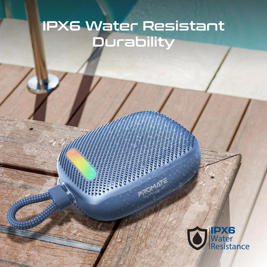 Promate TINGZ-BLUE - 7W Wireless HD Speaker with up to 14 Hours Playing ti IPX6 Water Resistant TWS