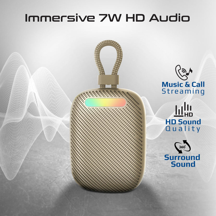 Promate TINGZ-TITANIUM - 7W Wireless HD Speaker with up to 14 Hours Playing ti IPX6 Water Resistant TWS