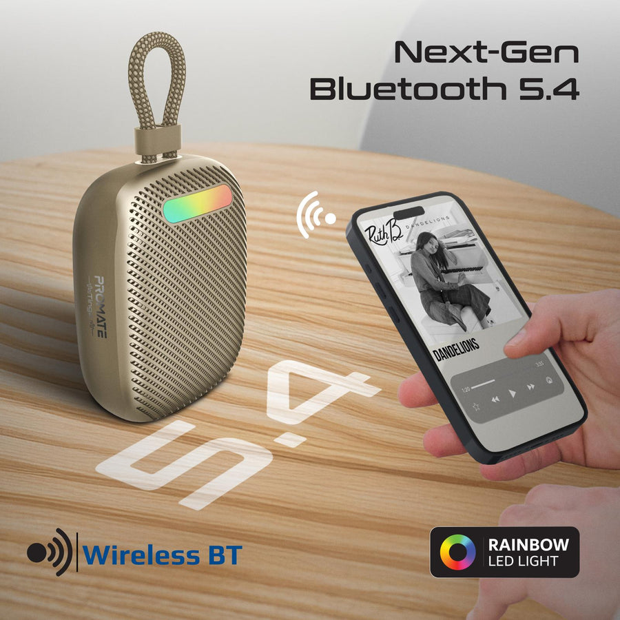 Promate TINGZ-TITANIUM - 7W Wireless HD Speaker with up to 14 Hours Playing ti IPX6 Water Resistant TWS