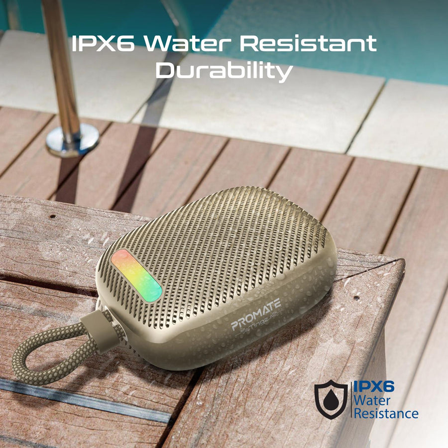 Promate TINGZ-TITANIUM - 7W Wireless HD Speaker with up to 14 Hours Playing ti IPX6 Water Resistant TWS