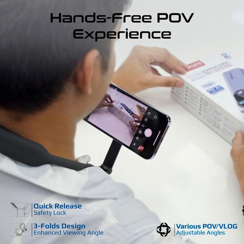 Promate MAGVIEW - MagSafe Neckband Phone Mount for Handsfree POV. Quick release Neck Lock Fixing