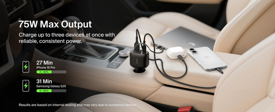 Belkin CCC001FQBK - BoostCharge Retractable Car Charger 75W