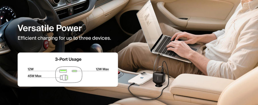 Belkin CCC001FQBK - BoostCharge Retractable Car Charger 75W