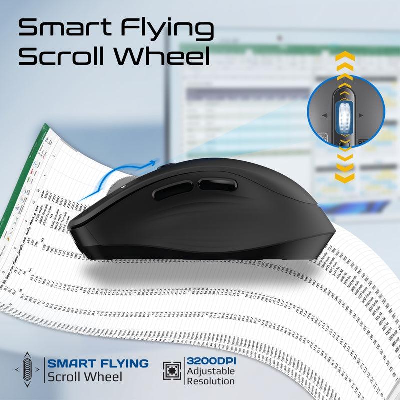 SAMOTRI-BLK - PROMATE Tri-Connect Wireless Mouse with Rechargeable Battery. 2.4G & BT Connect