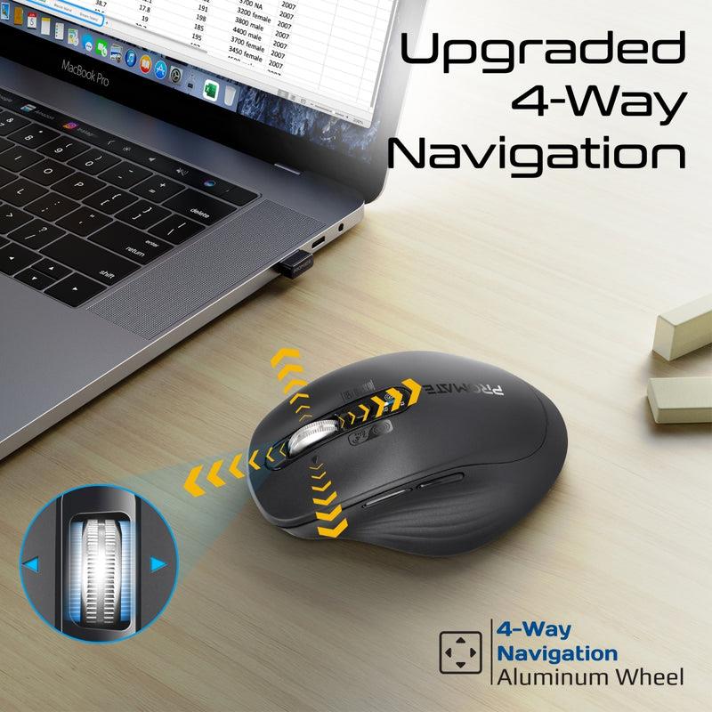 SAMOTRI-BLK - PROMATE Tri-Connect Wireless Mouse with Rechargeable Battery. 2.4G & BT Connect