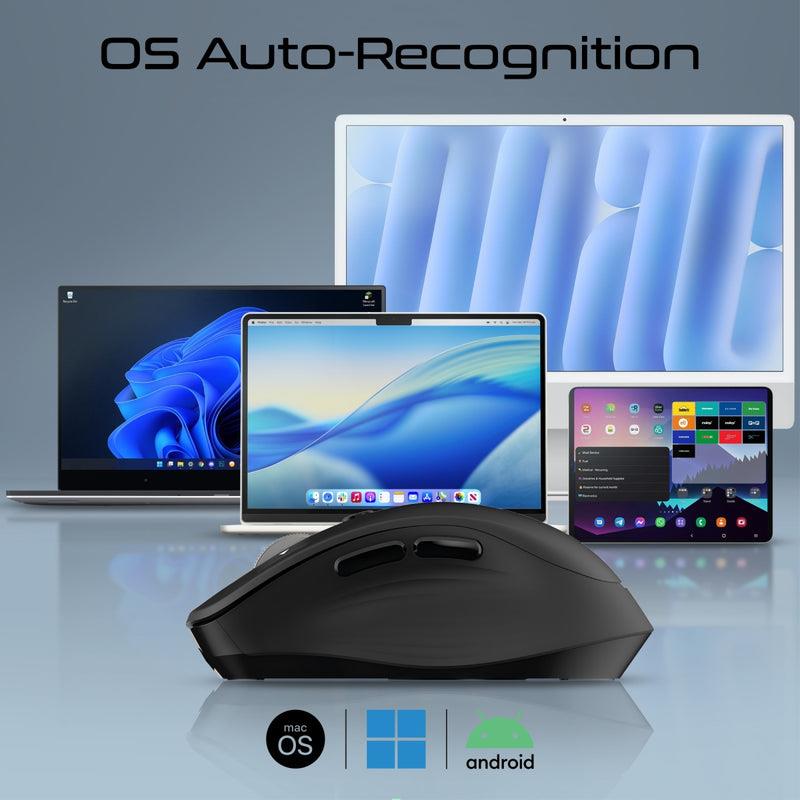 SAMOTRI-BLK - PROMATE Tri-Connect Wireless Mouse with Rechargeable Battery. 2.4G & BT Connect