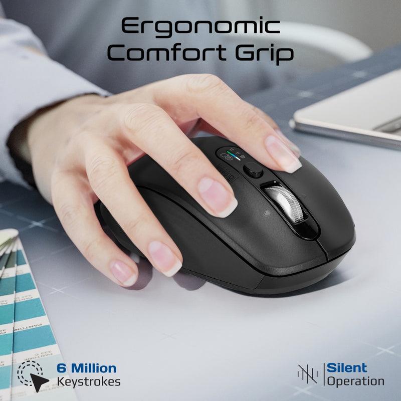 SAMOTRI-BLK - PROMATE Tri-Connect Wireless Mouse with Rechargeable Battery. 2.4G & BT Connect