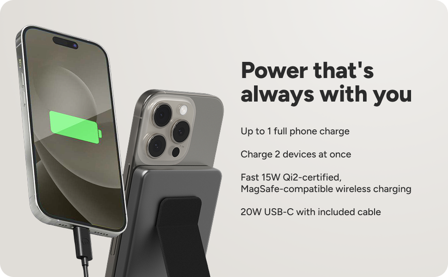 ZAGG 401118249 - mophie PowerStation mini with stand Qi2 Wireless 5k, Black