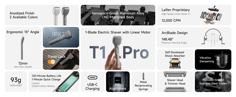 1ER51-A-XX-SI-001 - Laifen T1 Pro 1-Blade Electric Shaver Silver