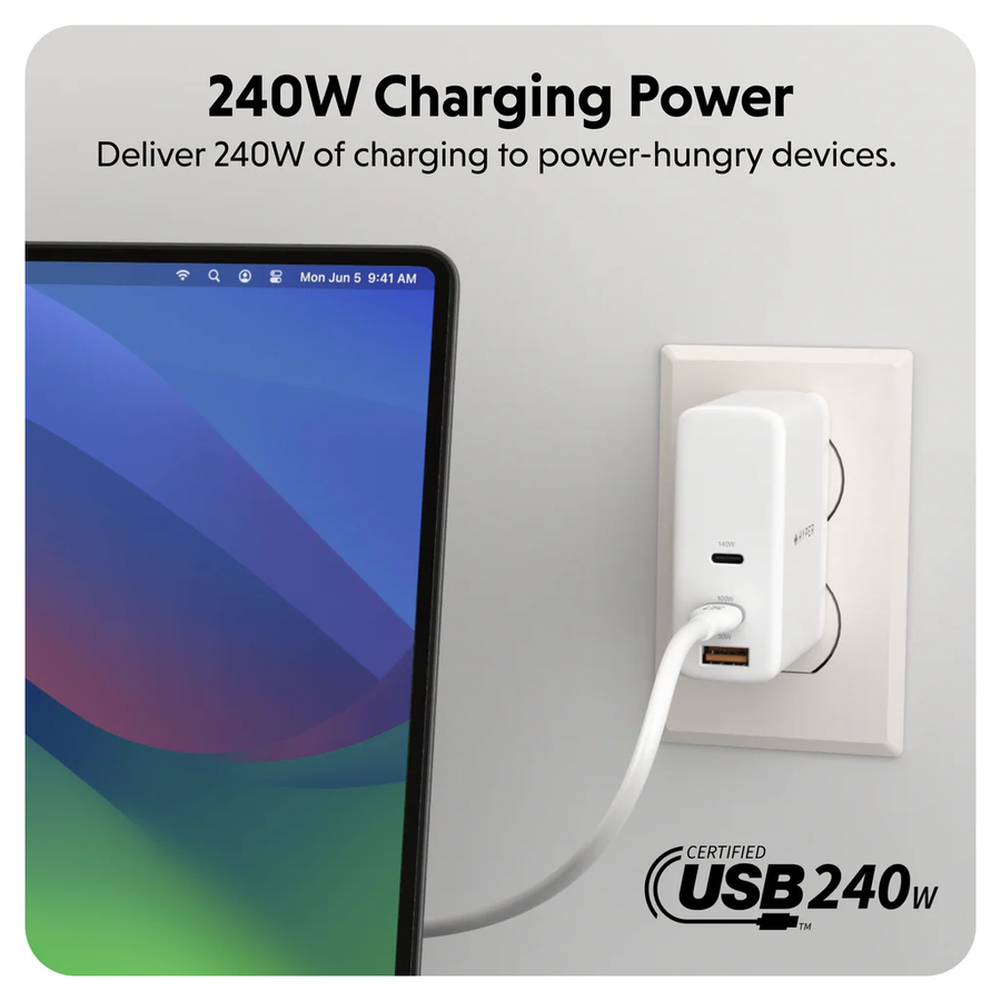 Targus HJ4001WHGL - 1M Silicone 240W USB-C Charging Cable Wh