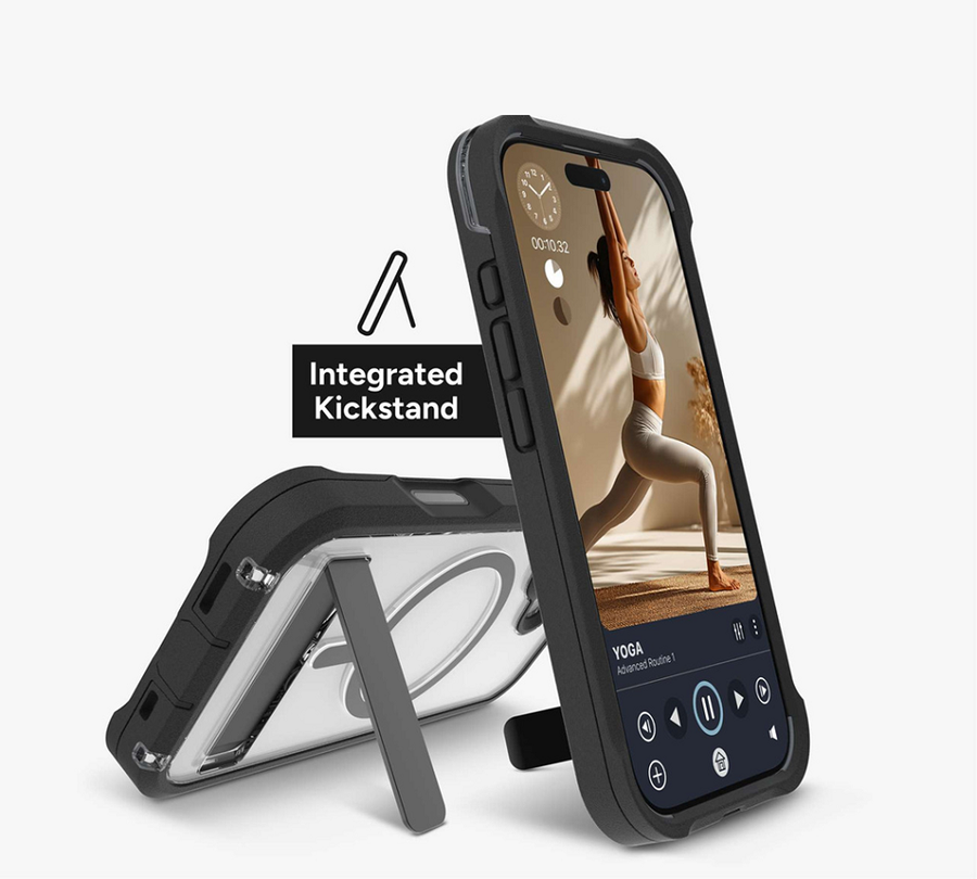 702320830 - ZAGG Rainier Snap Kickstand + Camera Control Button Case, Apple 17 Pro, Black (CC)