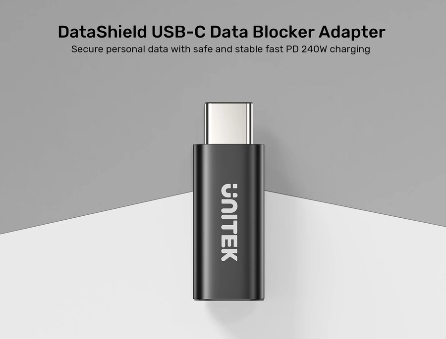 Unitek A1055A - DataShield USB-C Data Blocker Adapter. Secure Personal Data with safe & stable fast PD240W