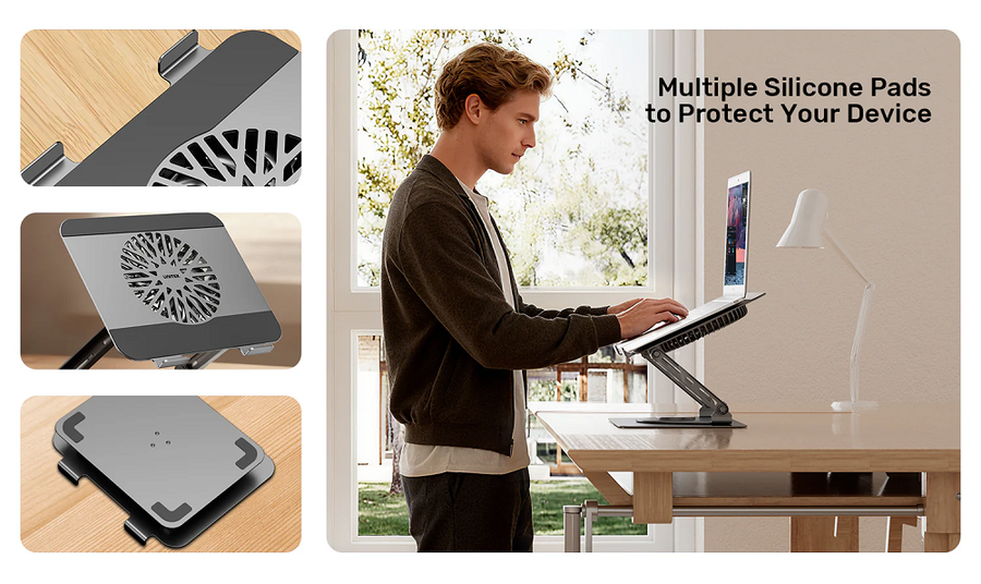 Unitek OT1098AGY - Adjustable Laptop Stand with Detachable Cooling Fan