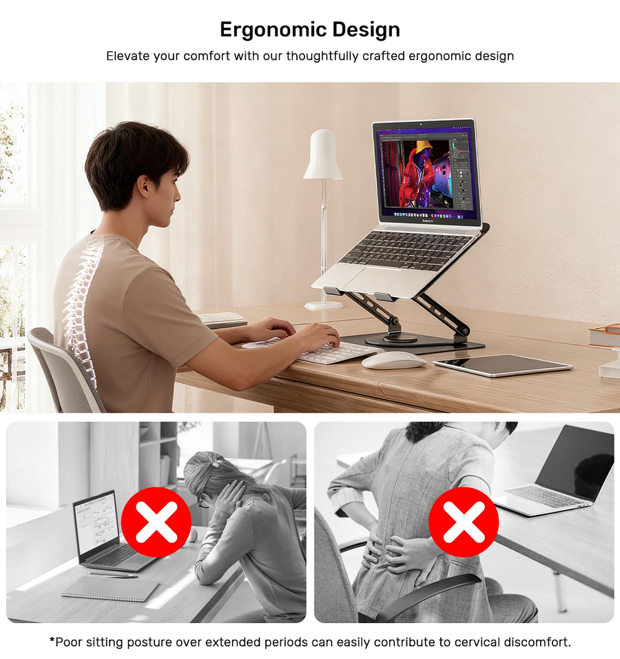 Unitek OT1098AGY - Adjustable Laptop Stand with Detachable Cooling Fan