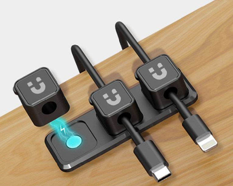 Unitek T1117ABK - SnapHold Magnetic Cable Clips with Base. 3x Magnetic Clip Holders for Clutter Free Cable
