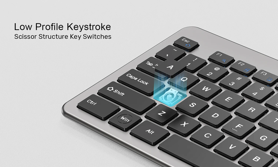 T052A - UNITEK 2.4G Wired Keyboard Space Grey