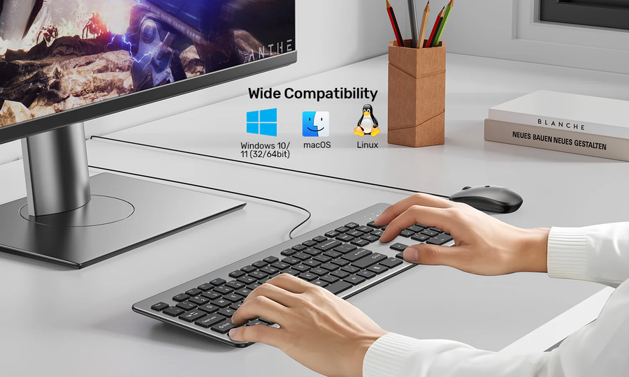 T052A - UNITEK 2.4G Wired Keyboard Space Grey