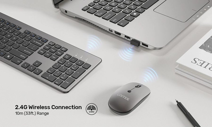 Unitek T054A - 2.4G Wireless Keyboard & Mouse Combo. Space Grey