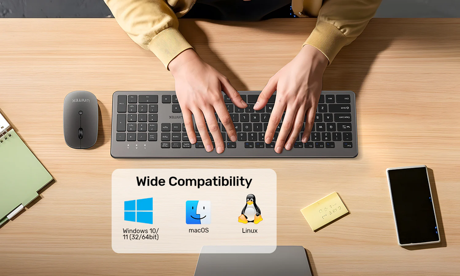 Unitek T054A - 2.4G Wireless Keyboard & Mouse Combo. Space Grey