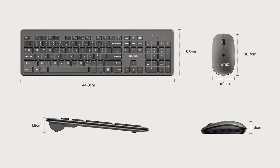 Unitek T054A - 2.4G Wireless Keyboard & Mouse Combo. Space Grey