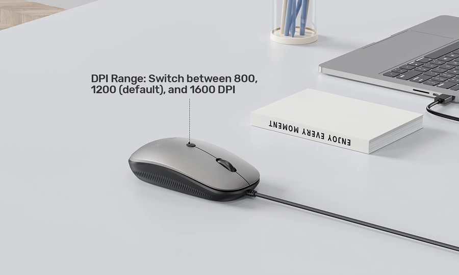 T060B - UNITEK Wired Mouse Space Grey