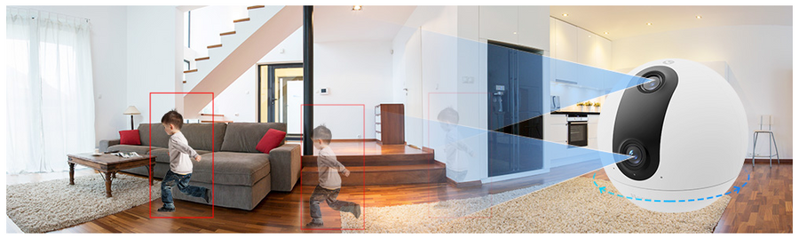 EZVIZ C60P - 4MP (2K+) Indoor WiFi Camera w/ Dual Lens. Motorized Horizontal 360 Pan View