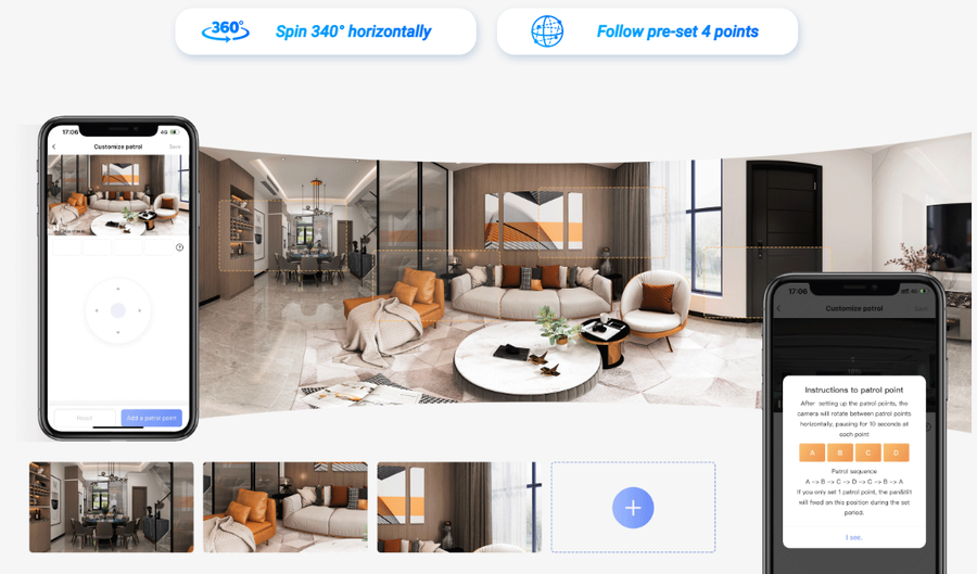 EZVIZ C60P - 4MP (2K+) Indoor WiFi Camera w/ Dual Lens. Motorized Horizontal 360 Pan View