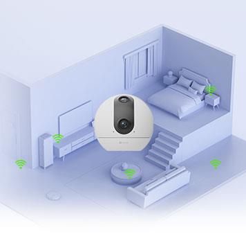 EZVIZ C60P - 4MP (2K+) Indoor WiFi Camera w/ Dual Lens. Motorized Horizontal 360 Pan View