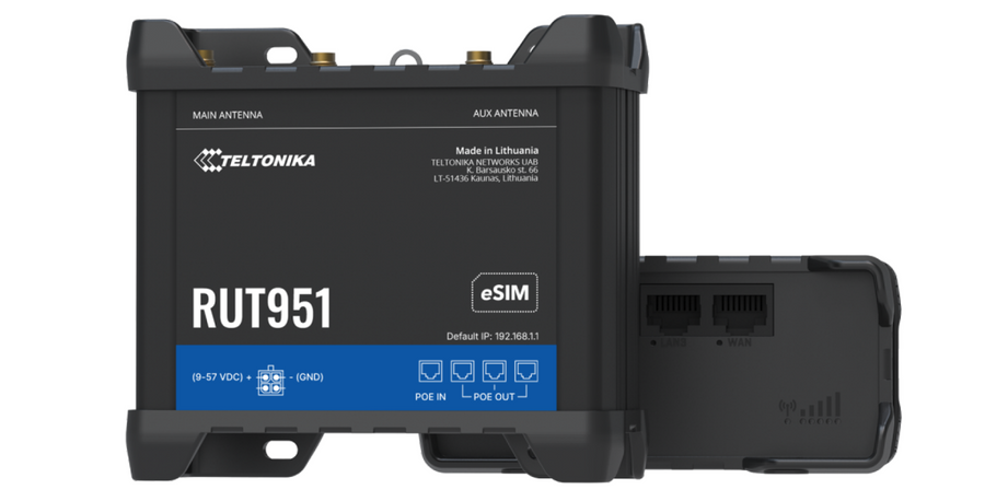 RUT951_POEPLUS - Teltonika RUT951POE+ Dual SIM and eSIM 4G/LTE Wi-Fi Ethernet Router PoE Out and IO