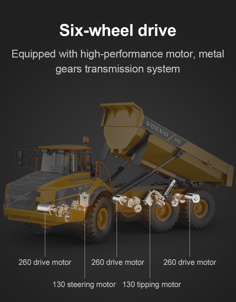 CADA/DOUBLE E E591-003 - DOUBLE E: 1:20 VOLVO A40G DUMP TRUCK R/C