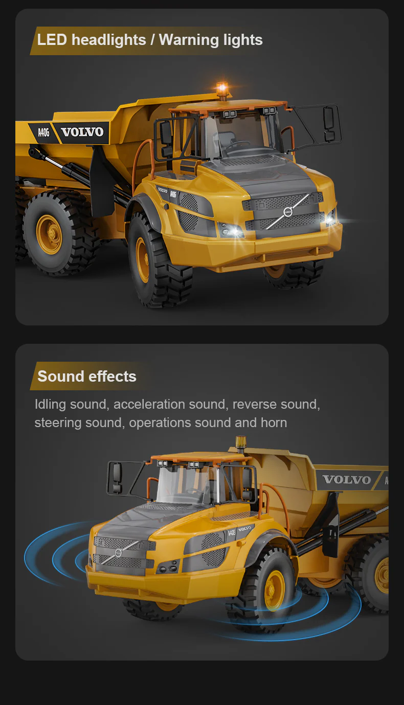 CADA/DOUBLE E E591-003 - DOUBLE E: 1:20 VOLVO A40G DUMP TRUCK R/C